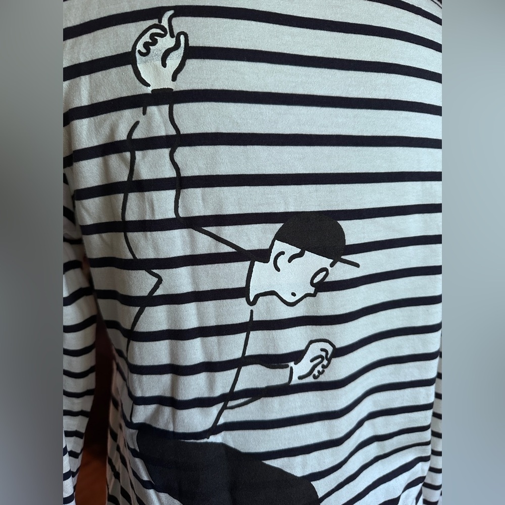 Petit Bateau Black and White Striped Shirt Medium - Picture 6 of 11